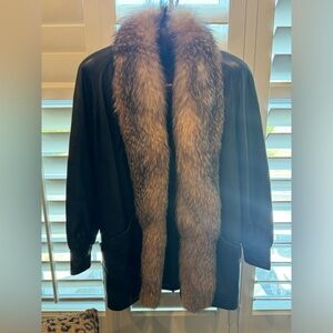 REAL Black Leather & Fur Trim Jacket